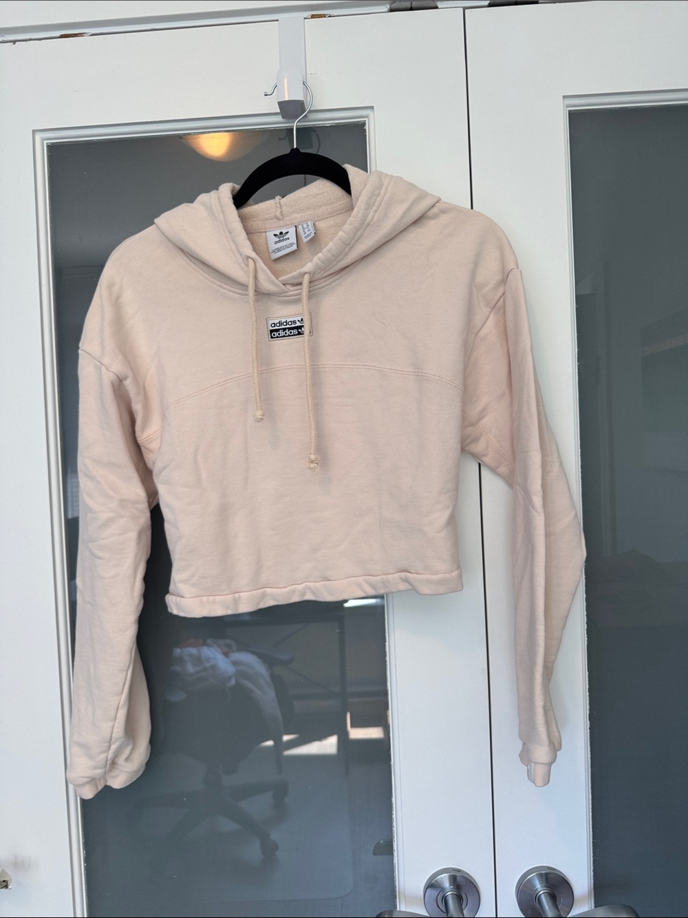 adidas Cropped Hoodie in Blush Pink